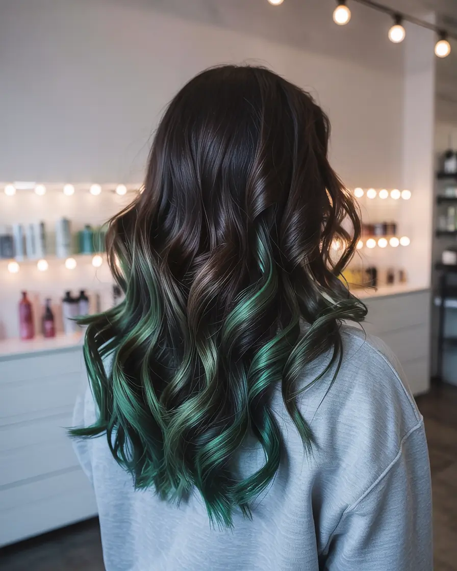 dark winter hair color with highlights Emerald Shadow Melt