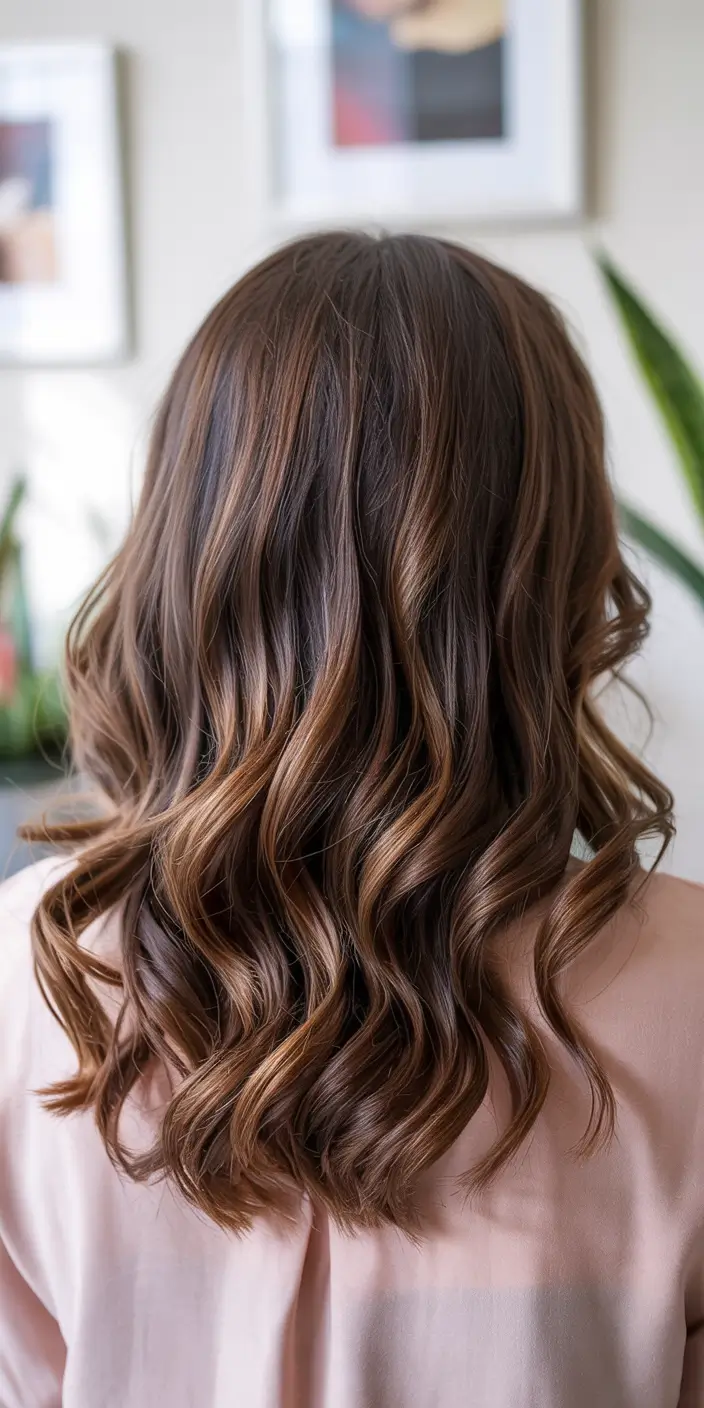 dark winter hair color ideas Soft Mocha Balayage Glow