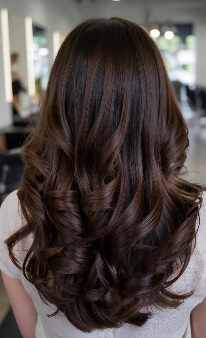 dark winter hair color ideas brown Satin Brunette Perfection