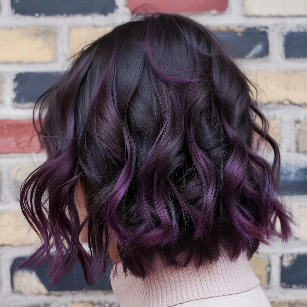 dark winter hair color purple Amethyst Noir Waves
