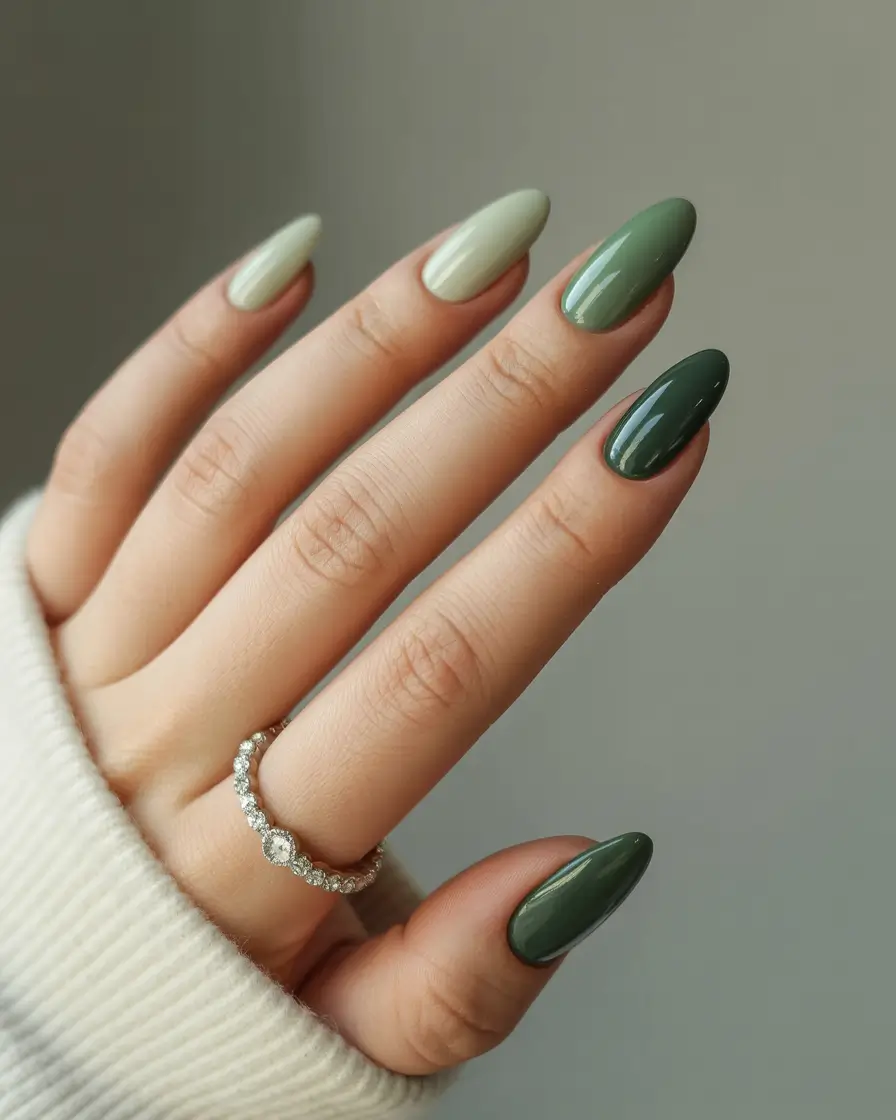 nail colors shades of green Evergreen Serenity