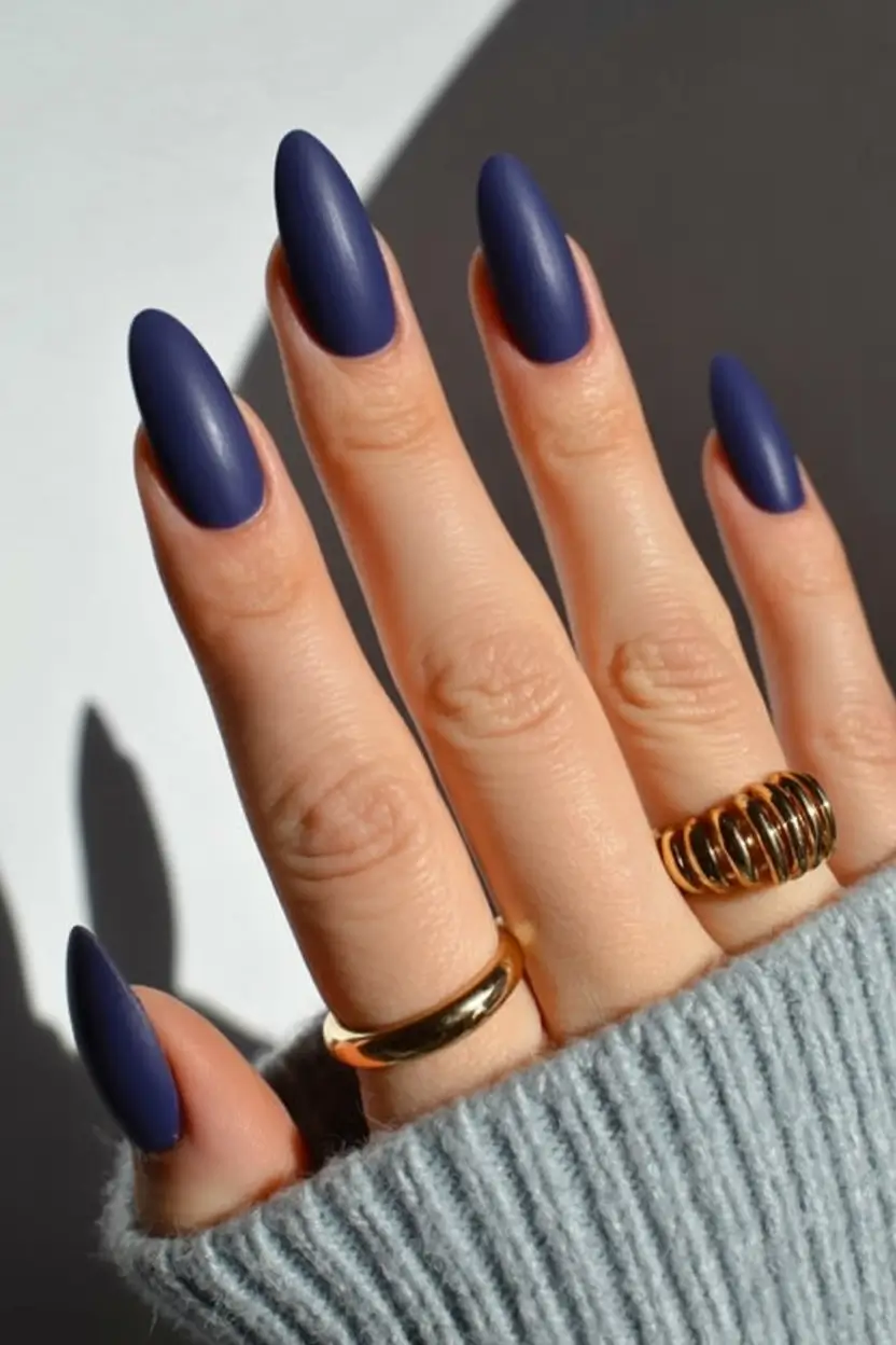 nail colors shades of blue Midnight Matte Elegance