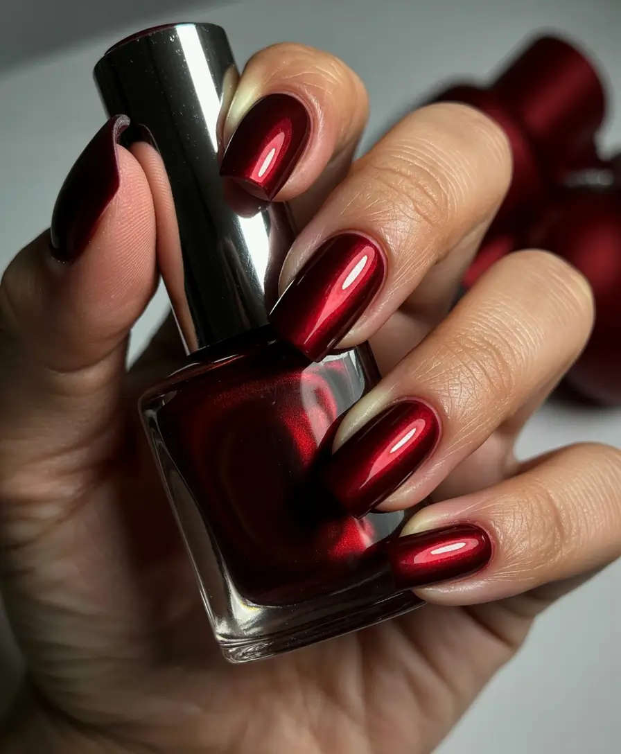 nail colors shades of red Crimson Satin Statement