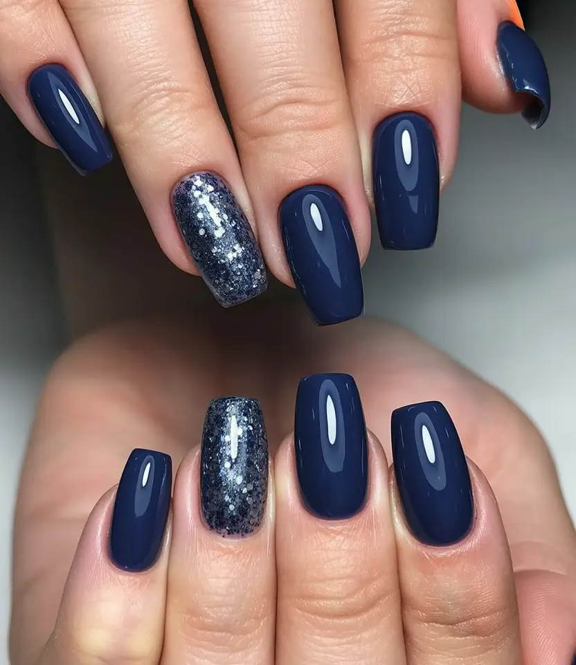 easy nails and color ideas winter 2025-2026 Starry Navy Nights