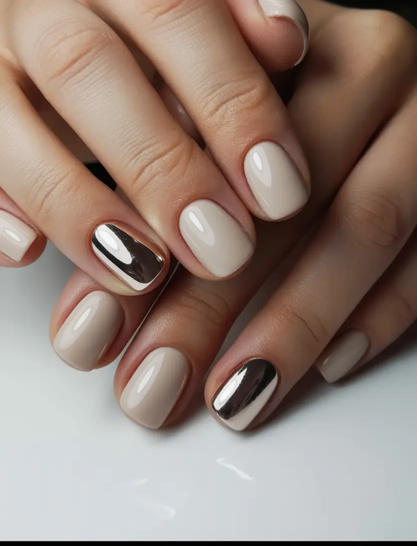 easy designs for nails winter Mocha Mirror Minimalism