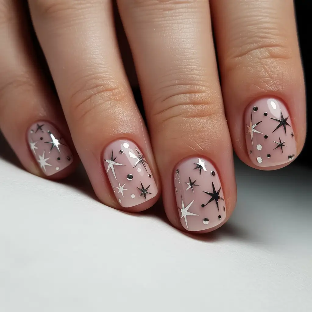 christmas nail designs 2025 Starlit Minimalism
