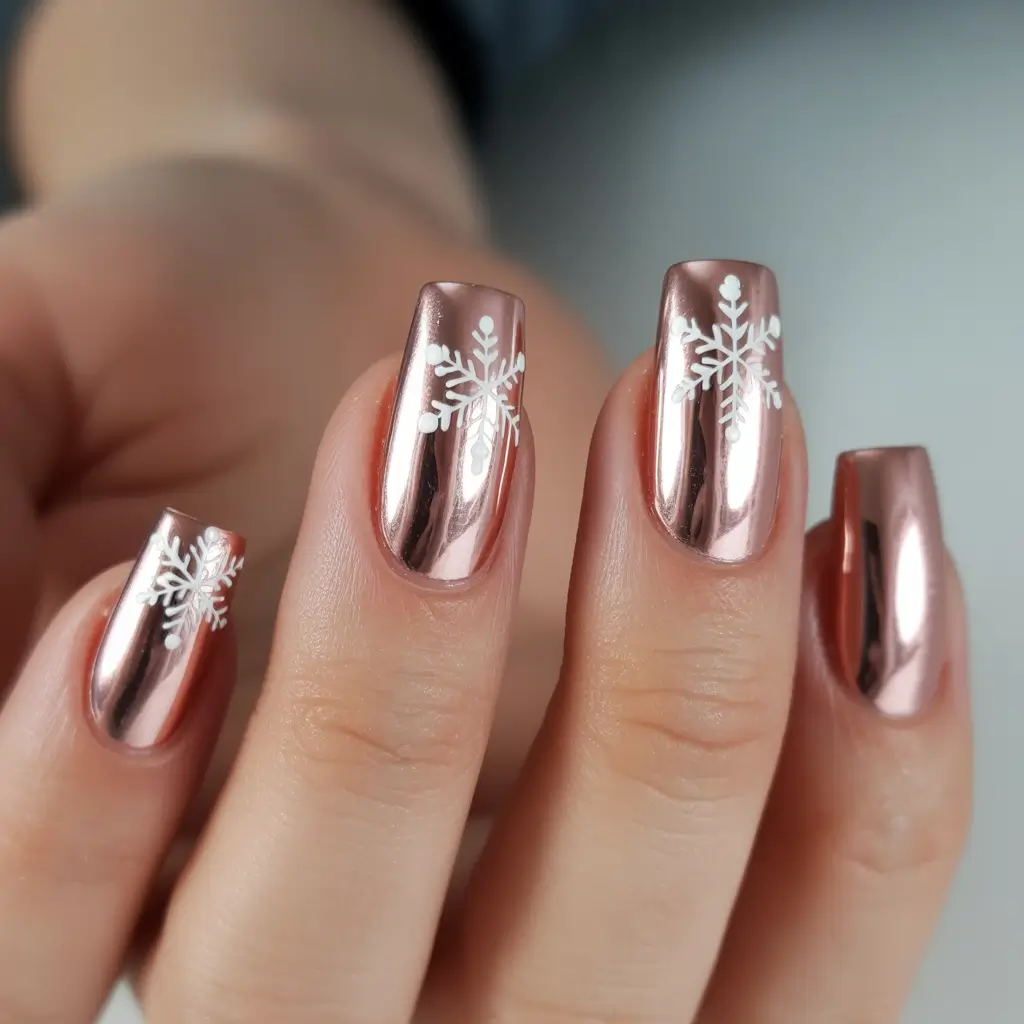 christmas nail designs 2025 Rose Reflection