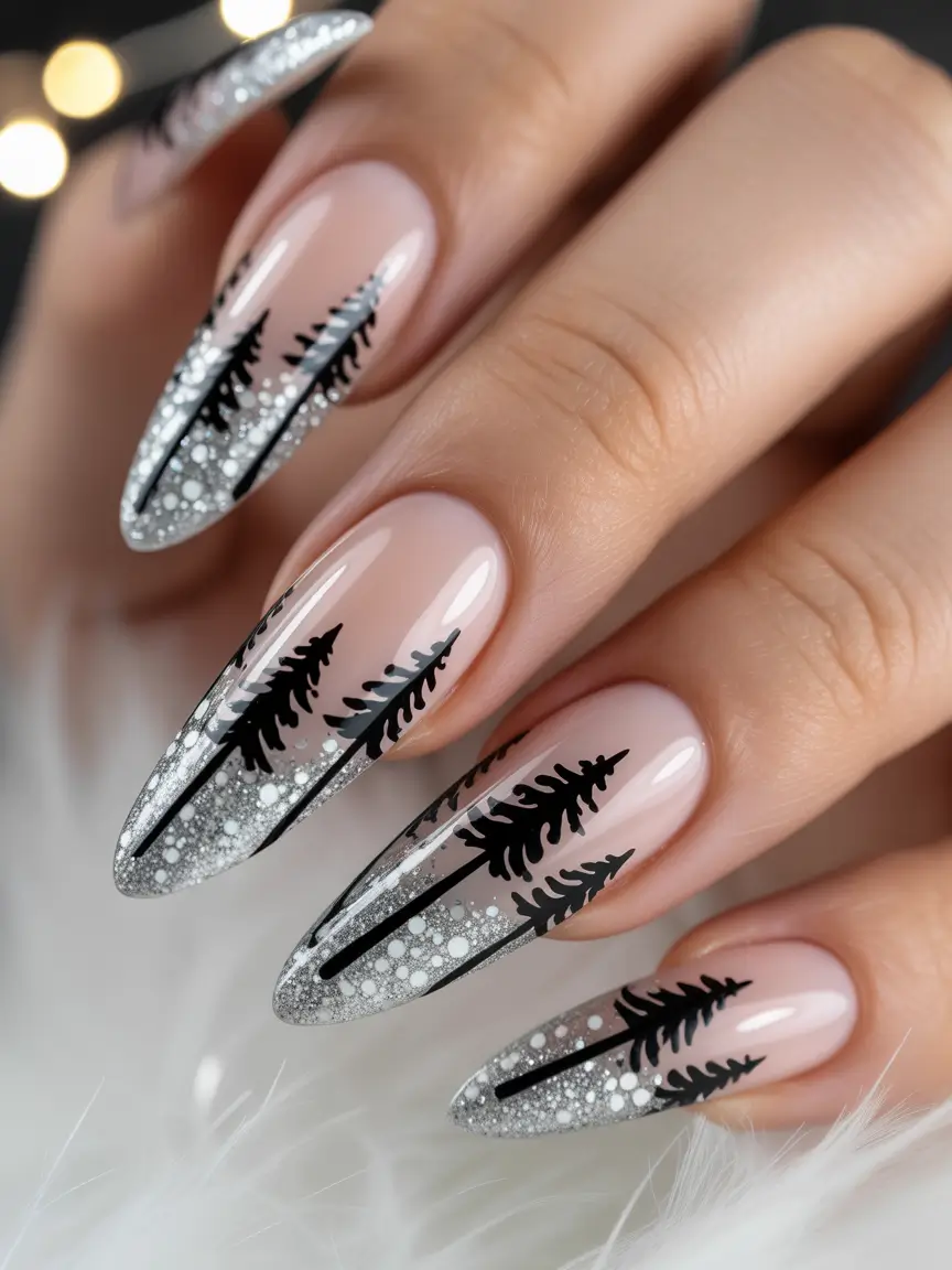 Christmas nail designs 2025 Winter Forest Magic