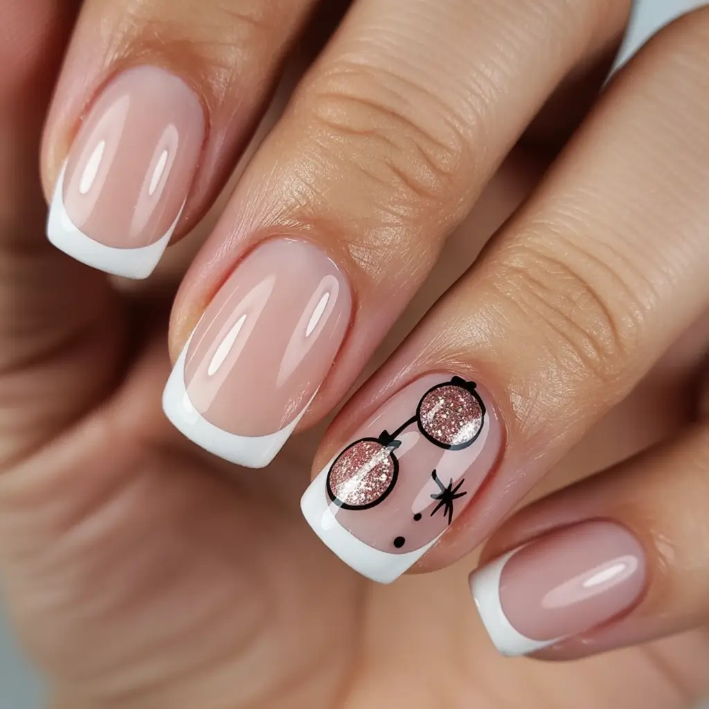 christmas nail designs 2025 French Spark of Joy