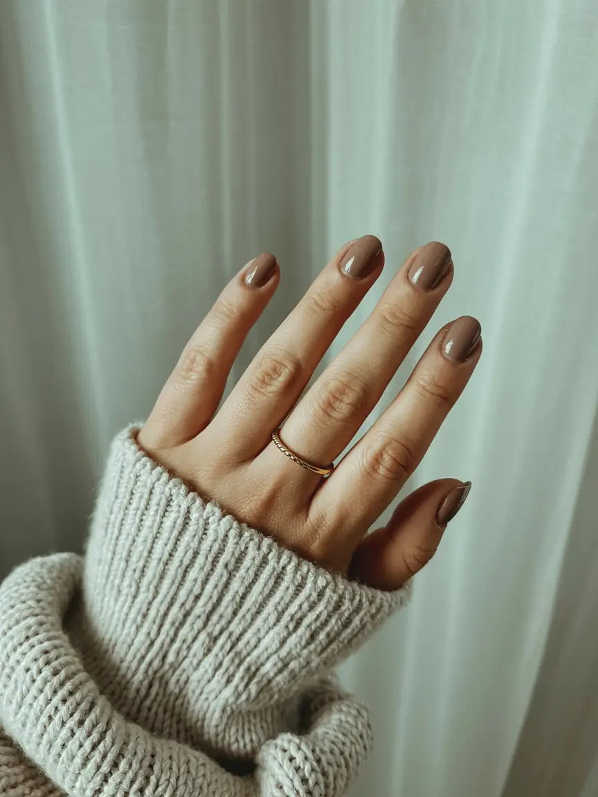 cute winter nails simple Cozy Cocoa Minimalism