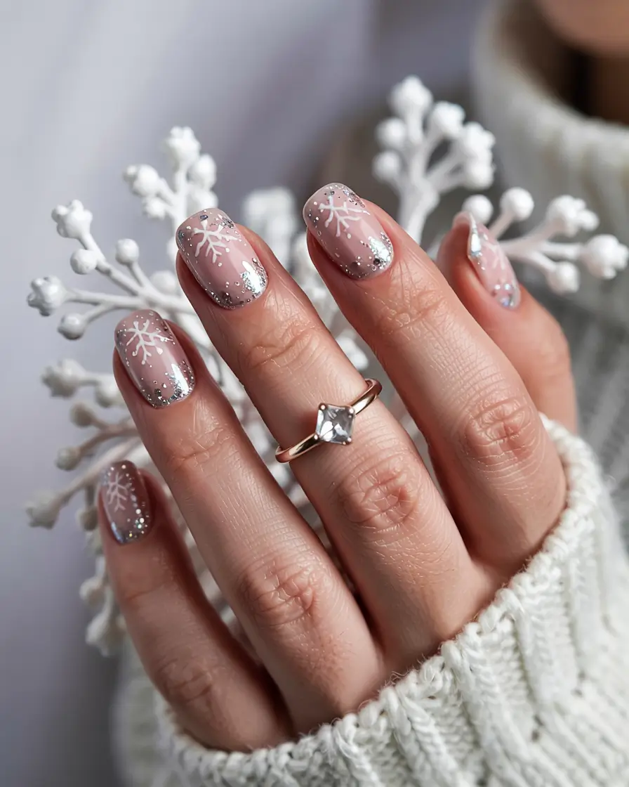 cute winter nails christmas Snowflake Whisper