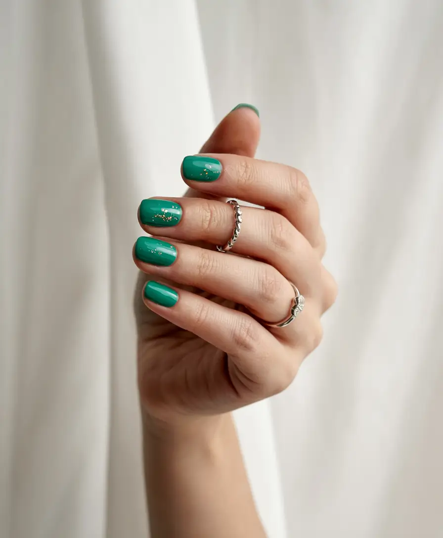 cute winter nails Emerald Winter Bloom