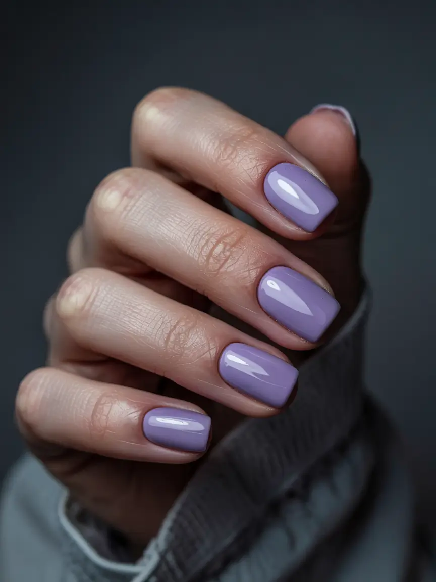 cute winter nails short Lavender Winter Calm