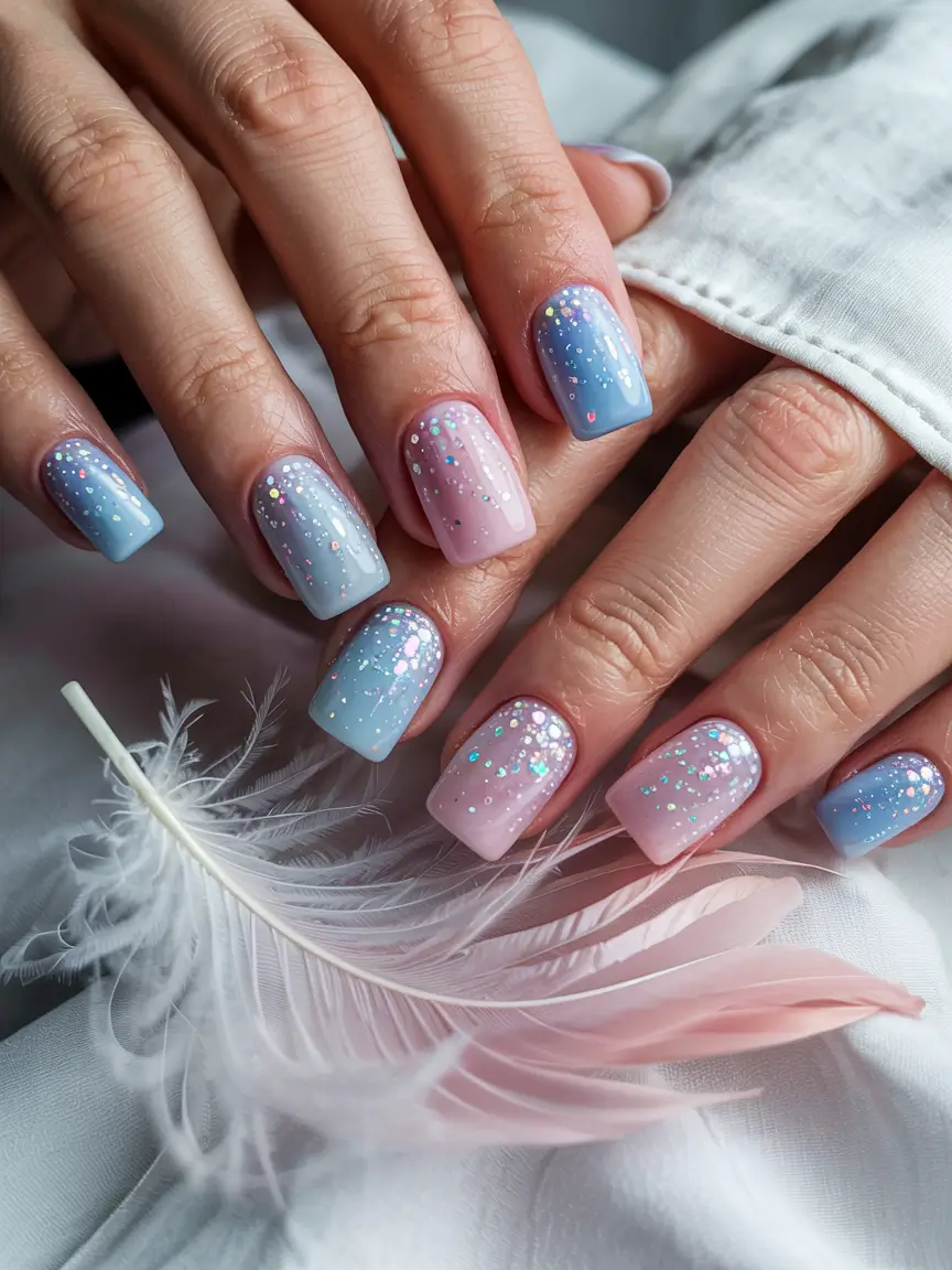 cute winter nails with design Winter Sky Ombre