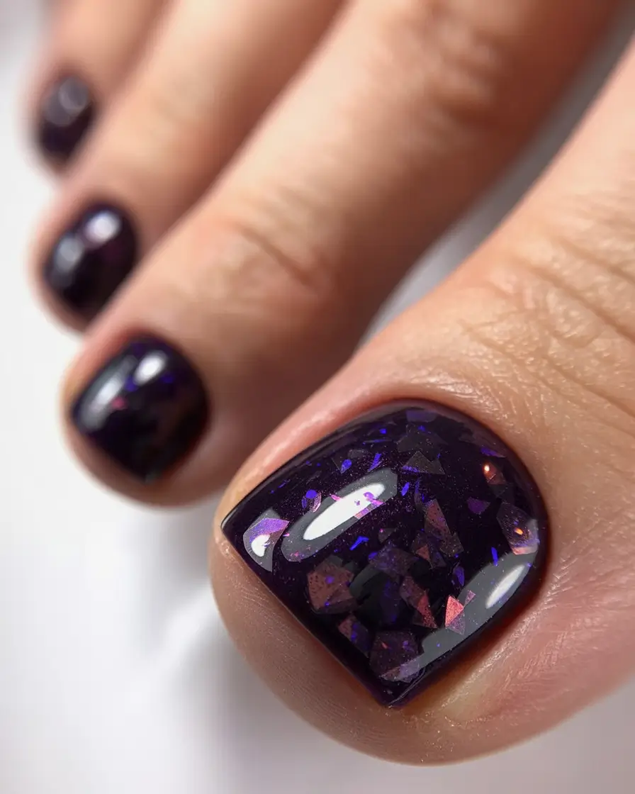 fall toe nails Velvet Midnight Spark