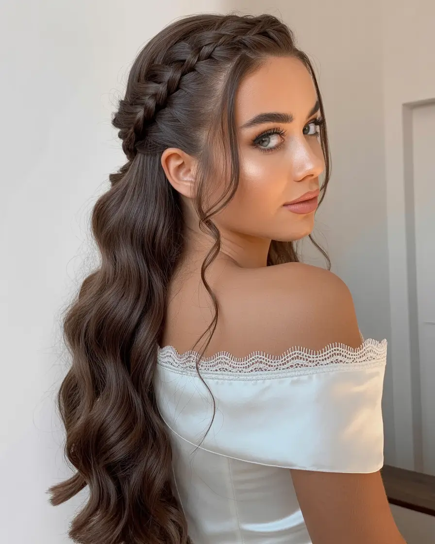 christmas-hairstyles-for-women-Soft-Braided-Waves-with-Romantic-Shine