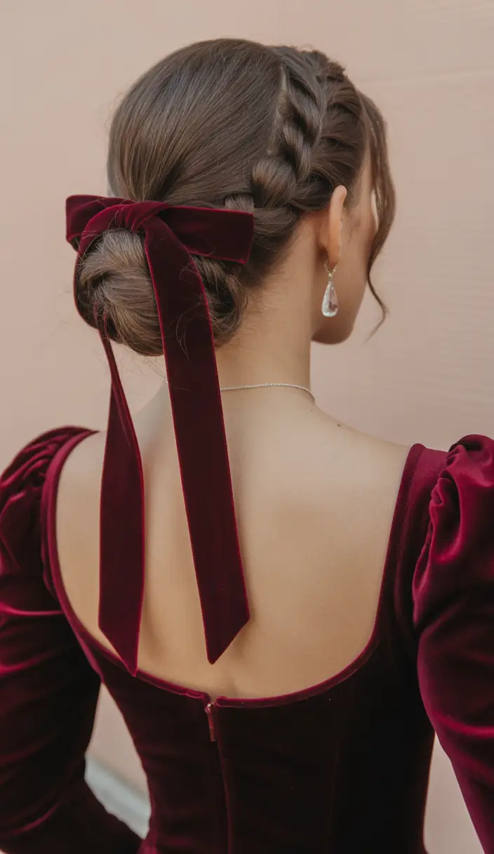 christmas-hairstyles-for-women-Velvet-Bow-Elegance