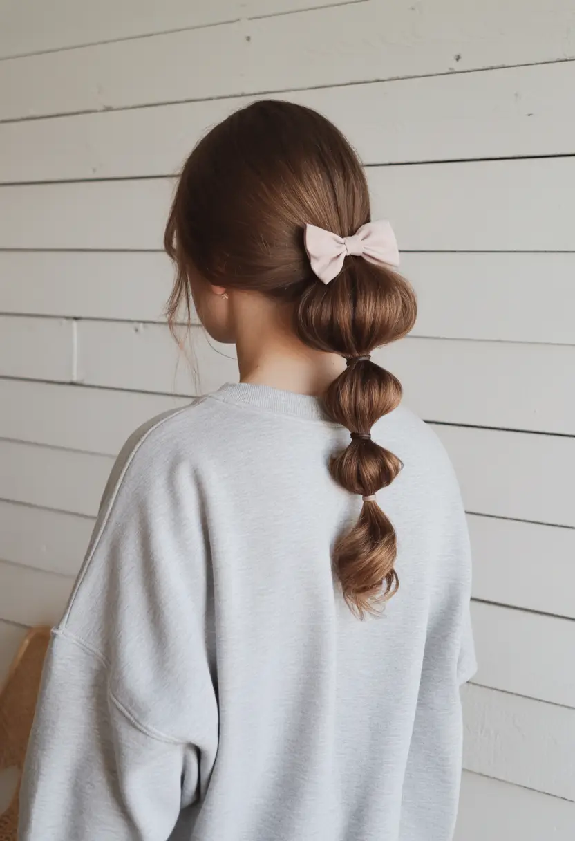 christmas-hairstyles-easy-Bubble-Ponytail-with-a-Soft-Bow