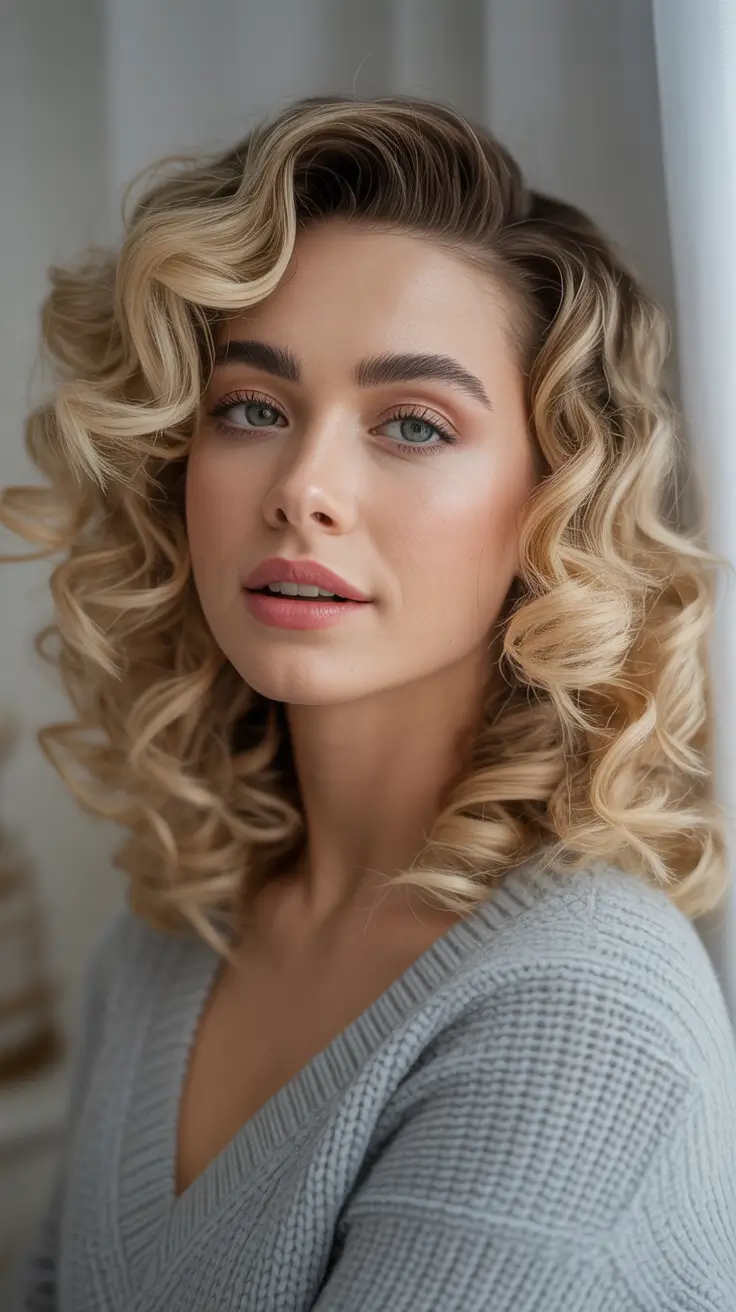 Festive Christmas Hairstyles 2025 Golden Retro Curls