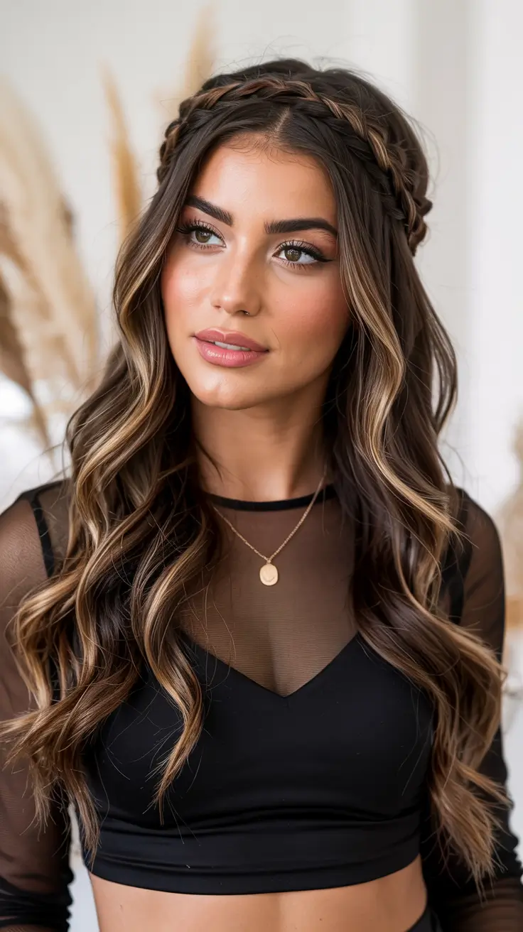 winter formal hairstyles braids modern goddess crown