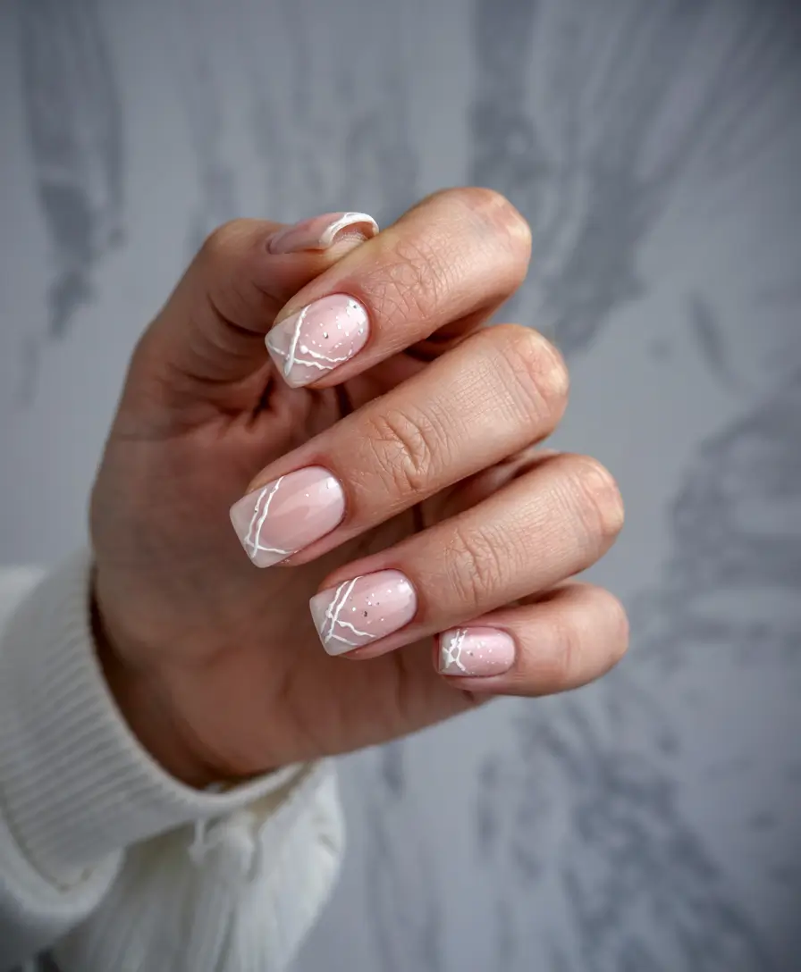 winter french nails short Snowline Simplicity