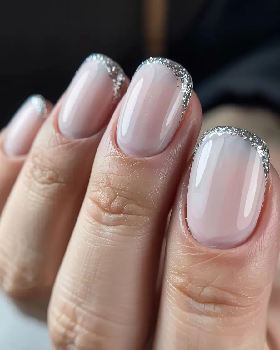 winter french nails silver Silver Dust Minimalism