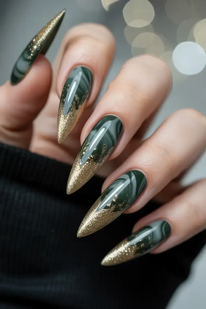 green christmas nails holidays Golden Forest Edge