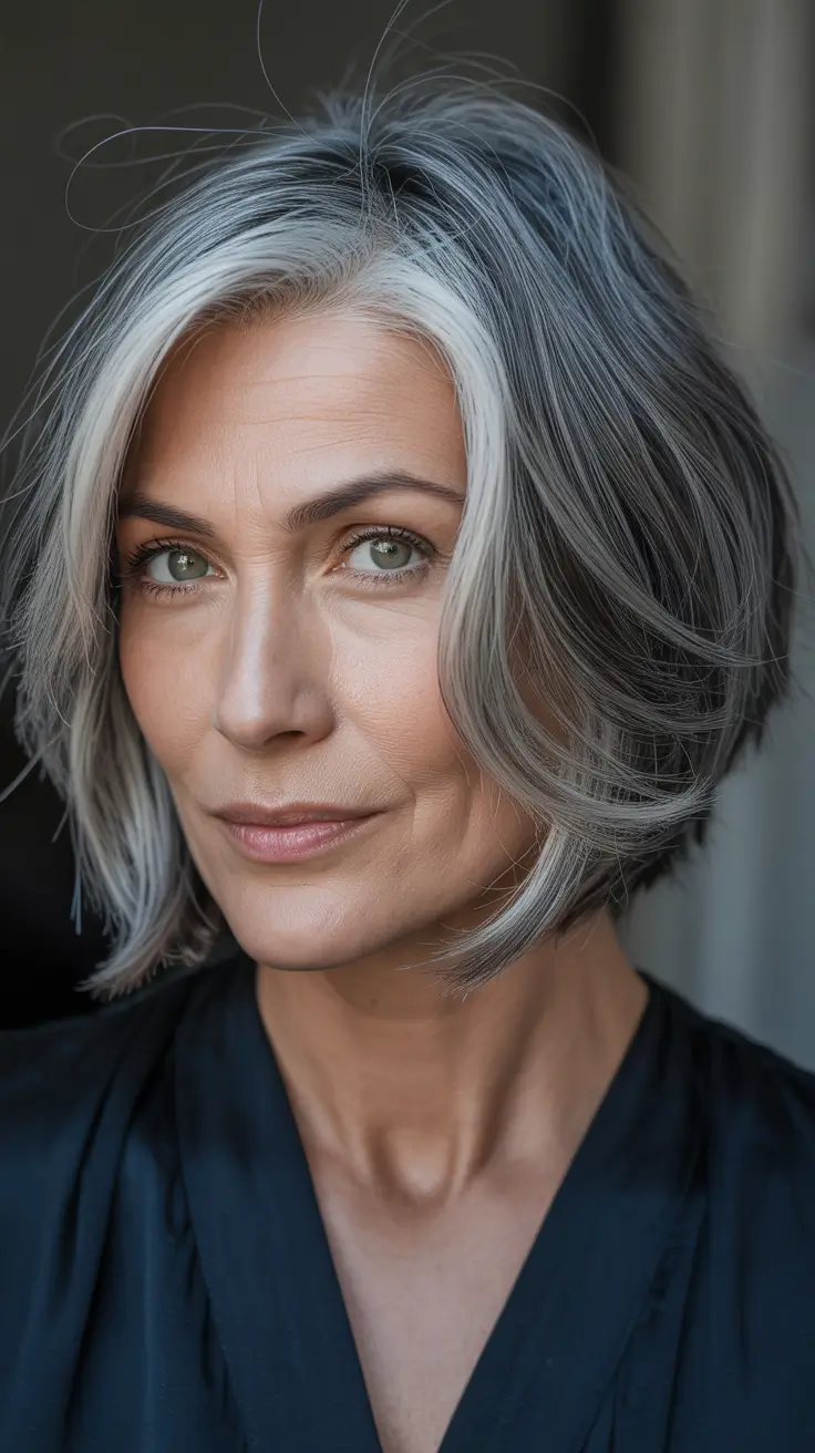 hair color & winter hairstyles for women over 40 2025-2026 refined silver layers