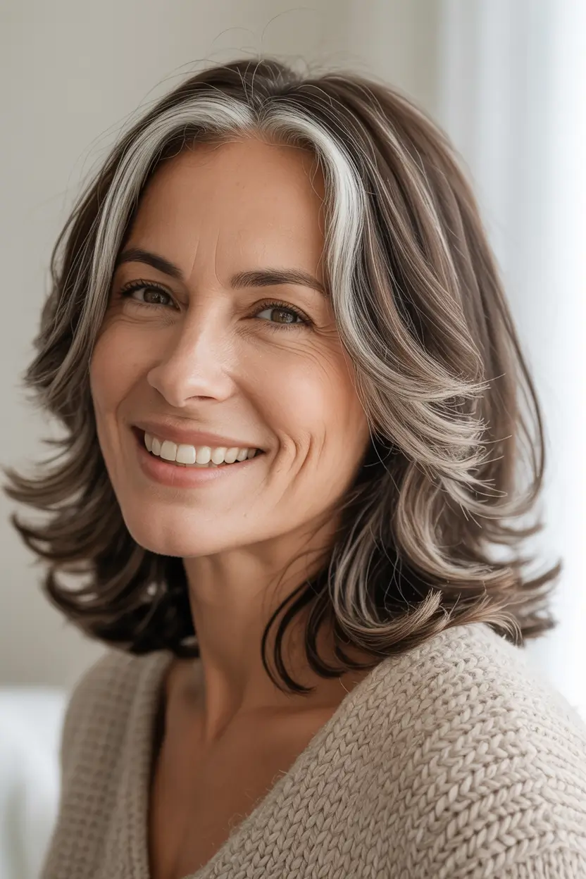 Hair Color & Winter Hairstyles for Women Over 40 2025-2026 Effortless Warm Brunette Layers