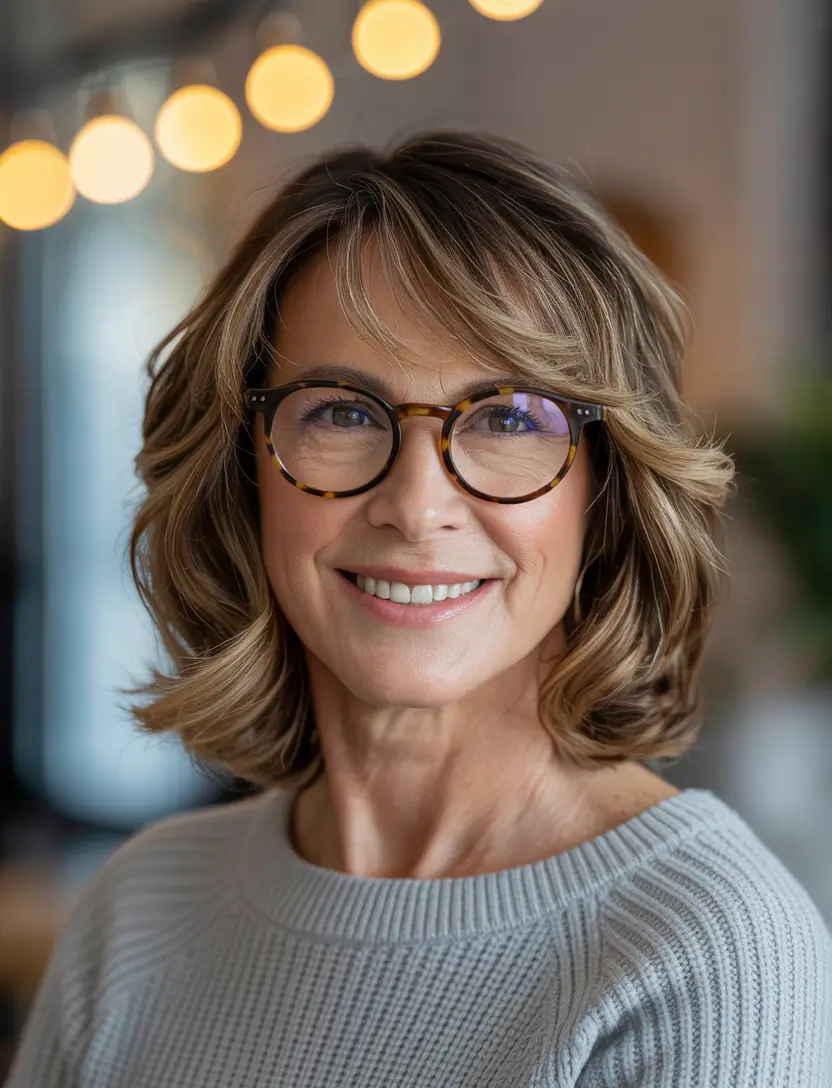 hair color winter hairstyles for women over 50 2025 2026 - Layered Bob with Feathered Bangs