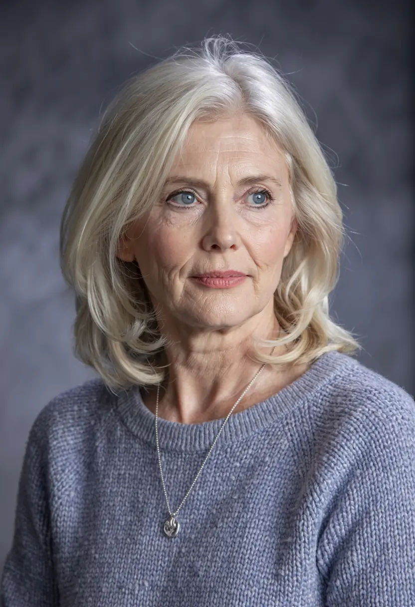 hairstyles for women over 60 medium wavy Silvered Blonde with Cozy Softness