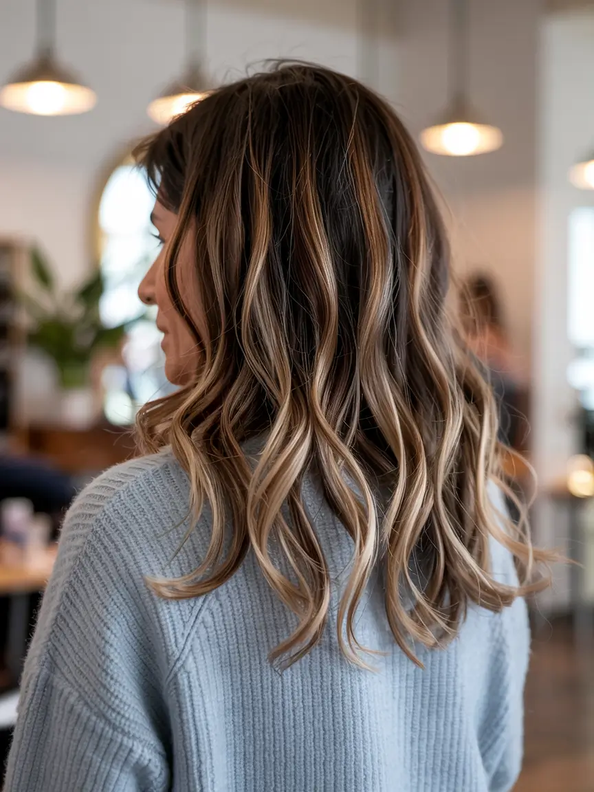 hairstyles for women over 60 long hair Honey-Bronde Waves with Subtle Movement