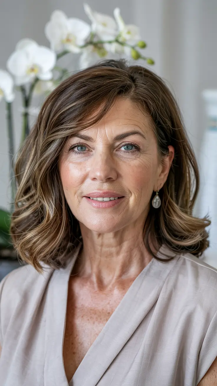 hairstyles for women over 60 medium Warm Chestnut Bob with Soft Layers