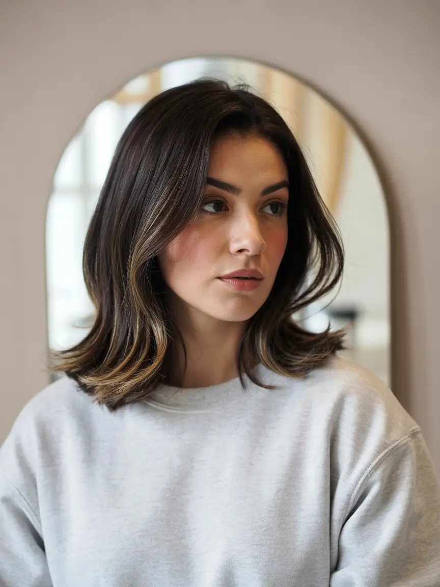 winter haircuts medium Soft Layered Medium Cut with Subtle Highlights