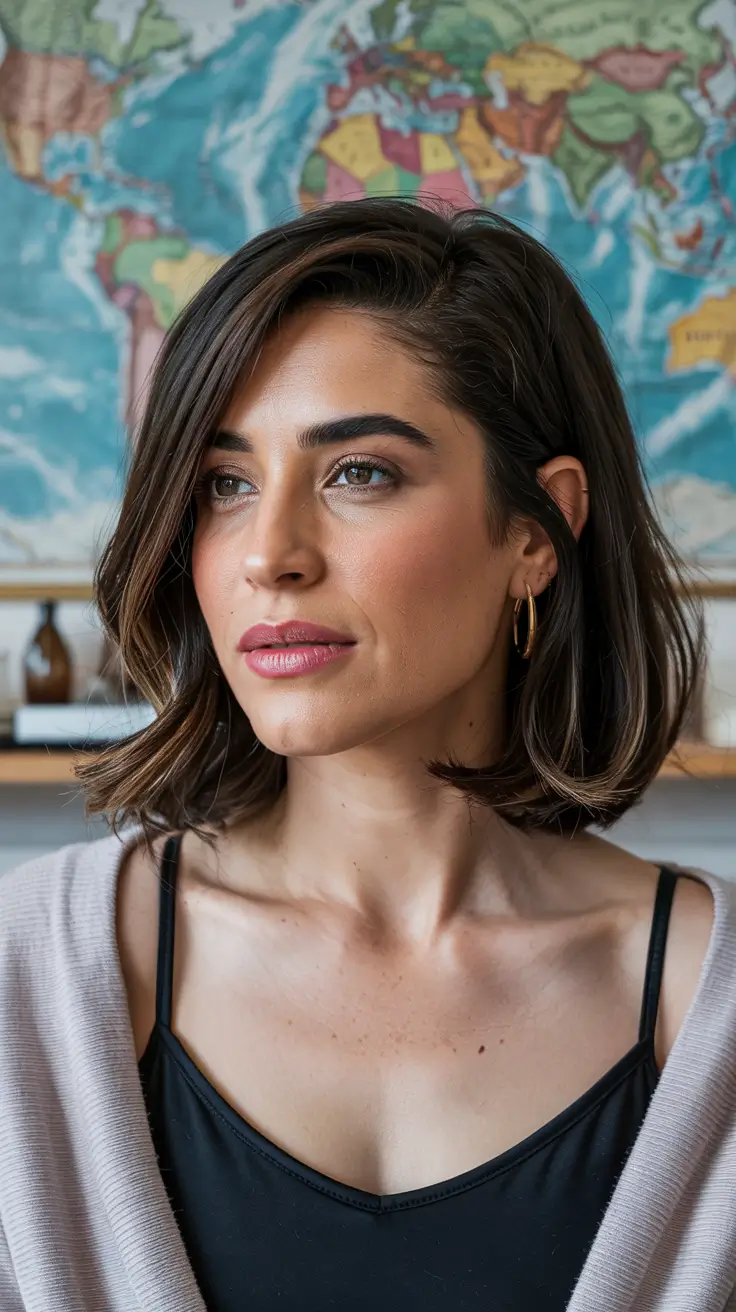 winter haircuts for women Modern Side-Parted Bob with Subtle Layers