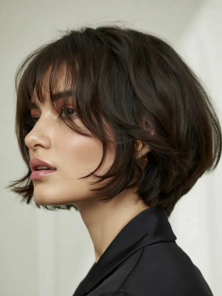 winter haircuts short Textured French Bob with Fringe