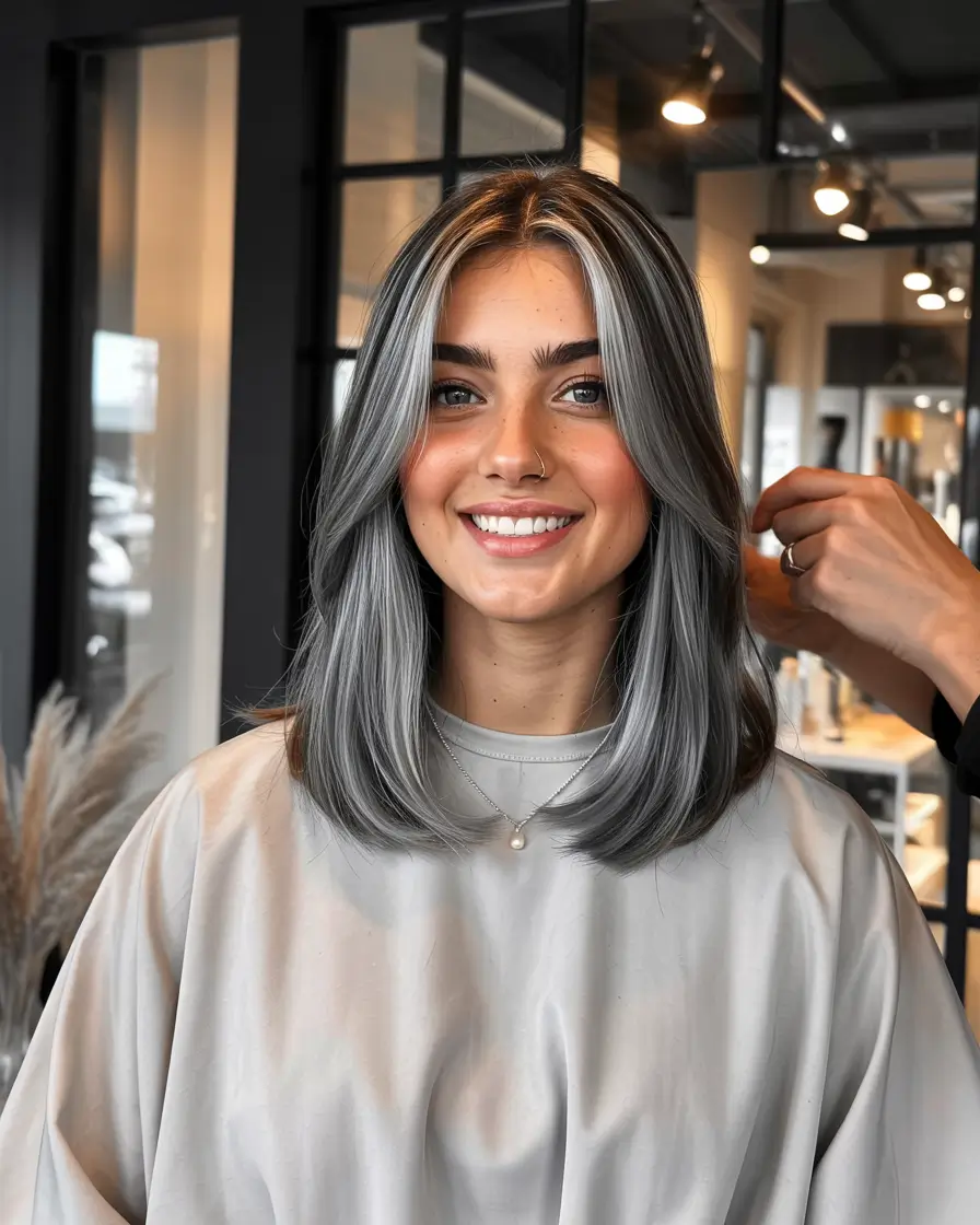 winter haircuts medium Silver Glow Mid-Length Layers