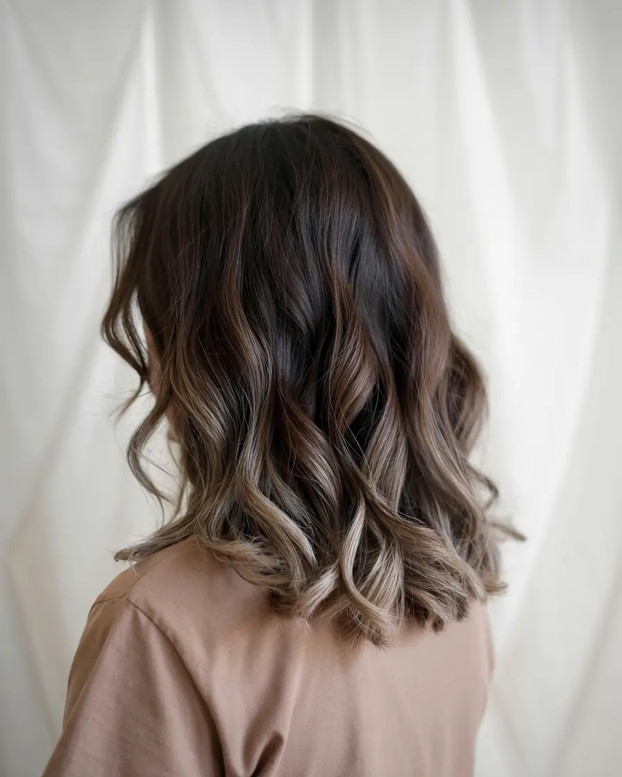 winter haircuts for long hair Smoky Brunette with Subtle Balayage