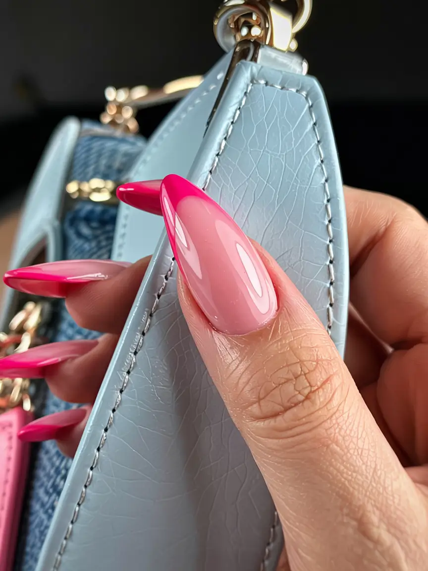 pink winter nails acrylic almond Hot Pink Confidence