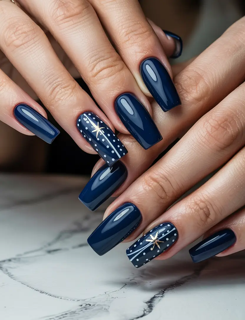 nails 2025 trends winter color Midnight Starry Elegance