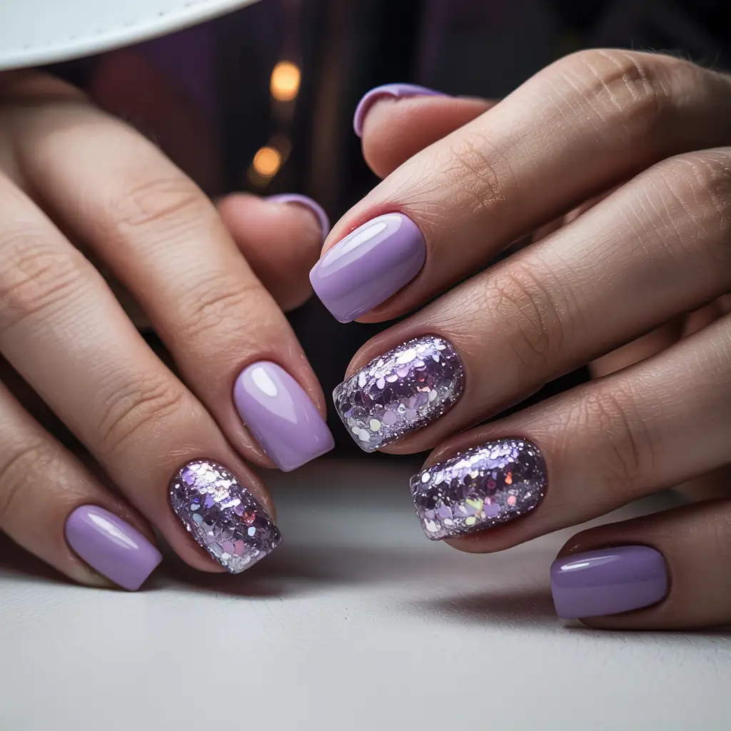 winter nails colors 2025 gel Lavender Frost Glow