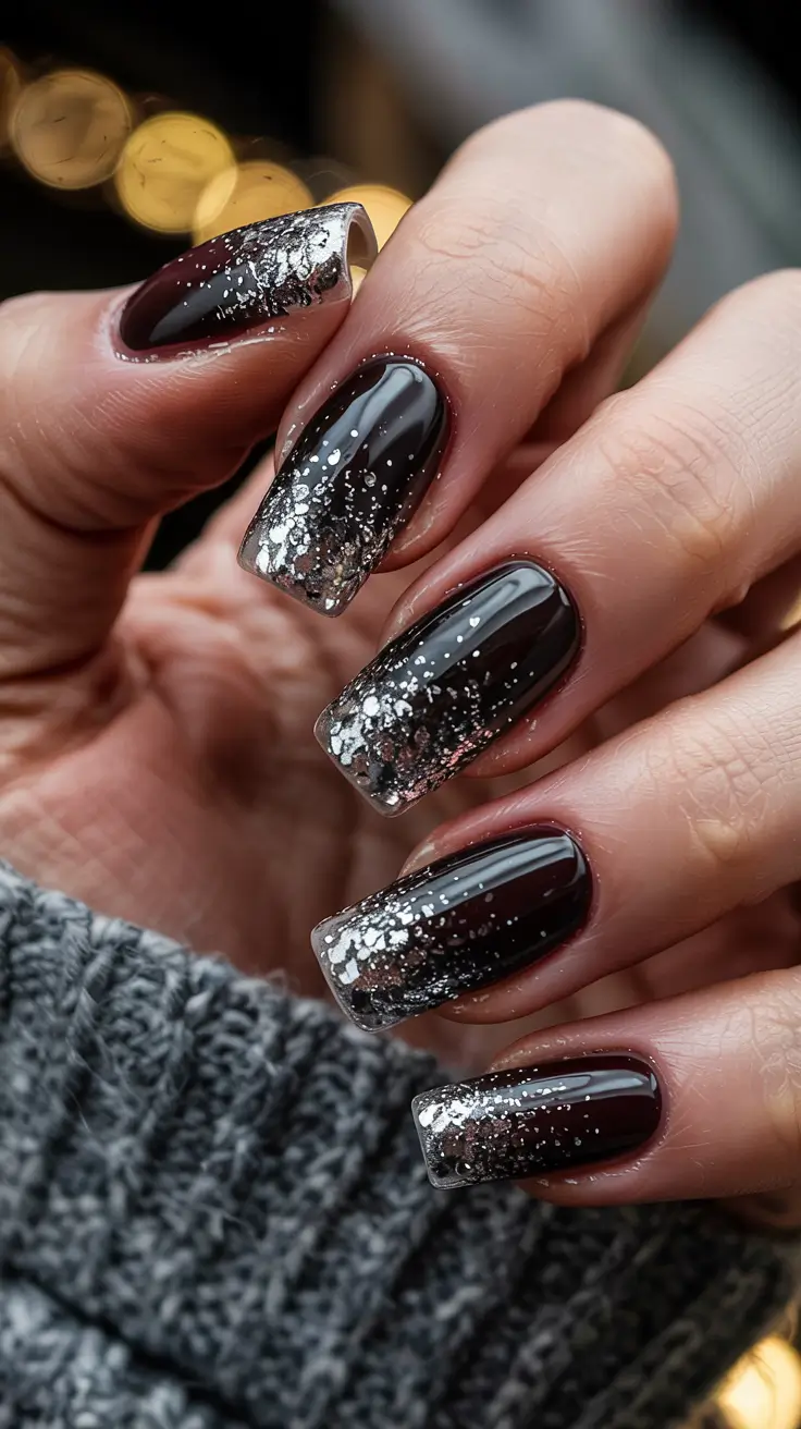 ombre nails winter color trends Silver Melt Noir