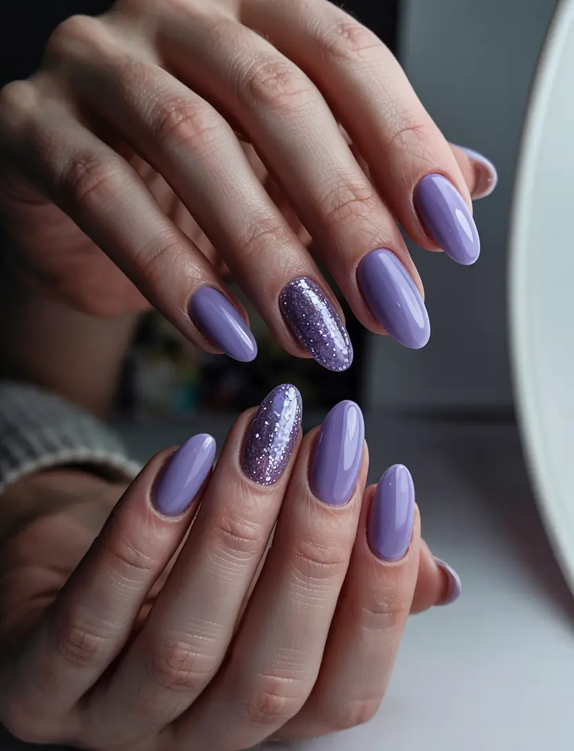 winter nails 2025 color trends gel short Amethyst Sparkle Veil