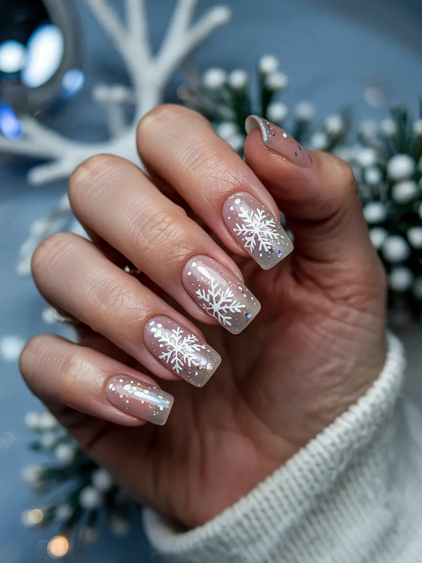 winter nails color ideas Snowflake Sparkle