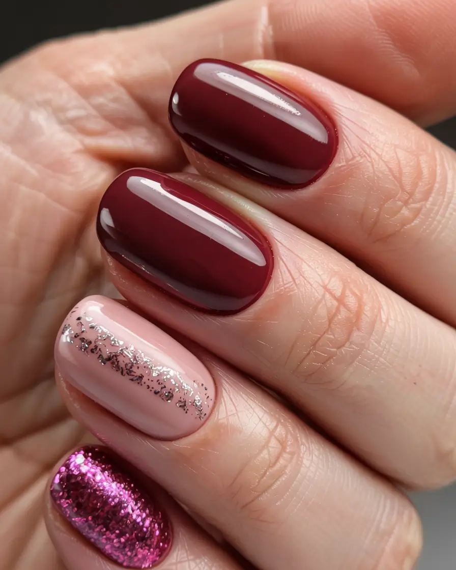 pink christmas nails 2025 Berry Velvet Spark