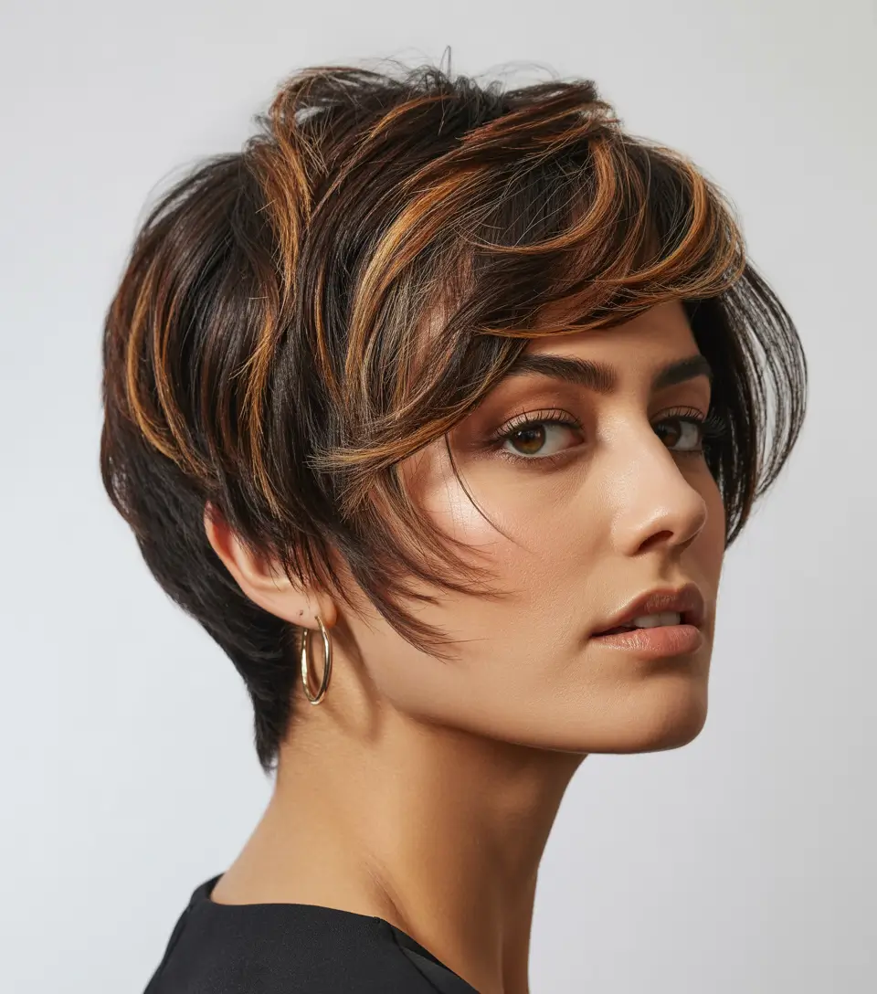 stunning winter pixie haircuts 2025-2026 Chic Undercut Pixie with Golden Accents
