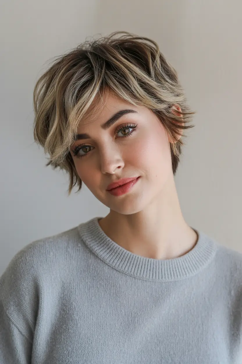 winter pixie haircuts 2025-2026 Frosted Blonde Pixie with Natural Texture