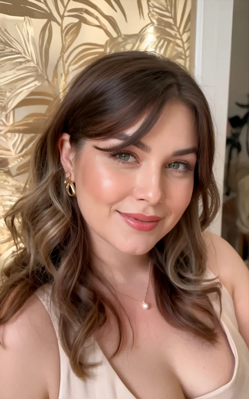 Plus Size Winter Haircuts for Women 2025 / 2026 Romantic Waves with Side Bangs