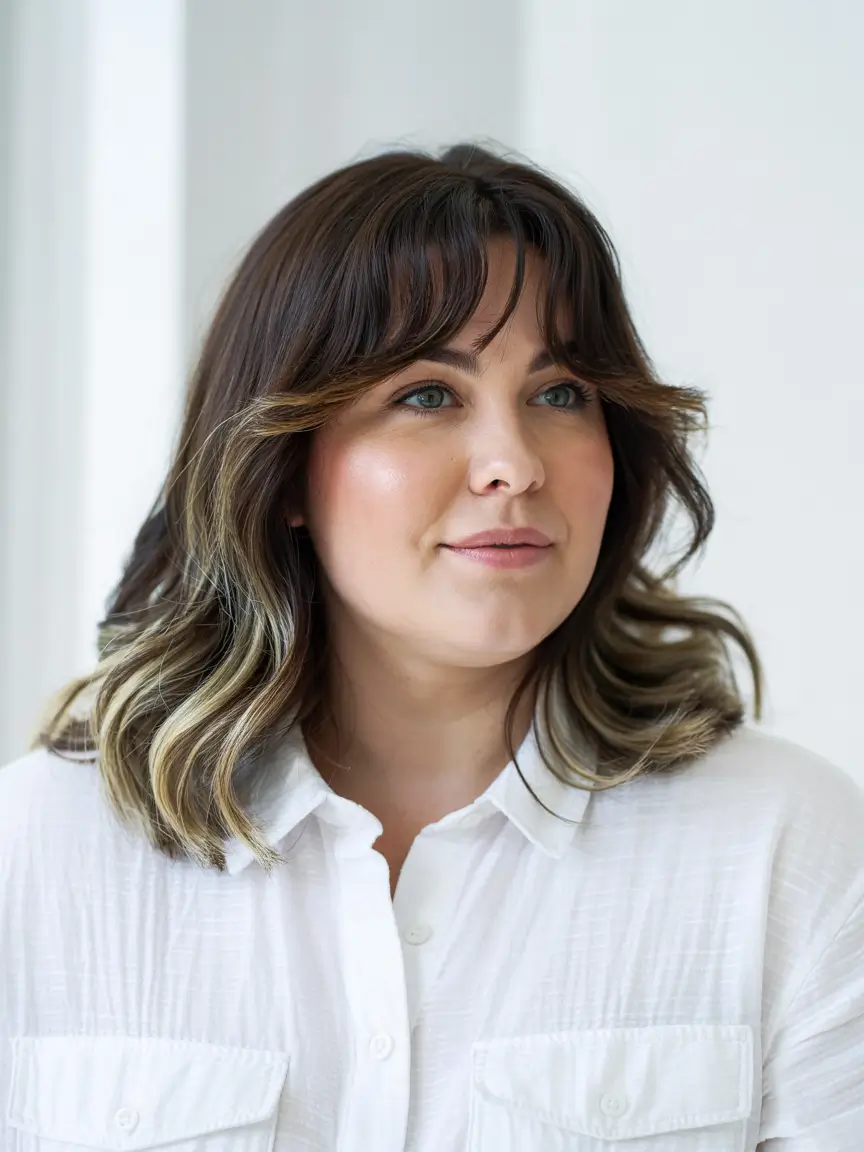 Plus Size Winter Haircuts for Women 2025 / 2026 Textured Shoulder Shag