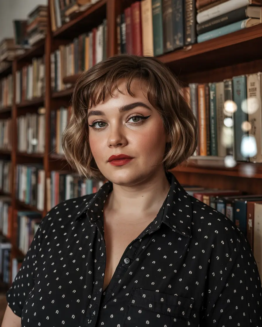 Plus Size Winter Haircuts for Women 2025 / 2026 Soft French Bob with Textured Fringe